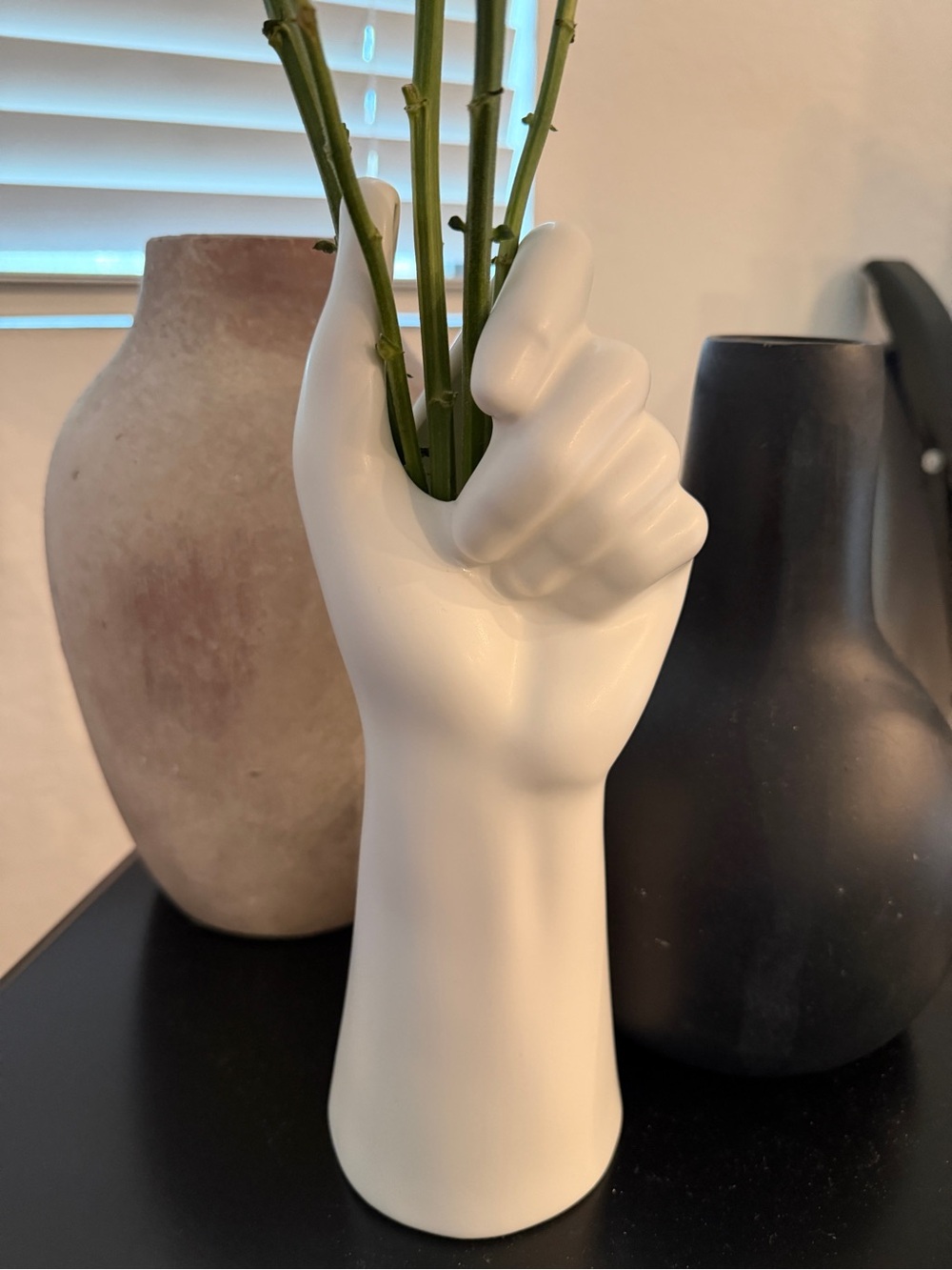 ✨World Market - Modern White Ceramic Hand Vase – Sculptural Home Accent - Picture 2 of 9